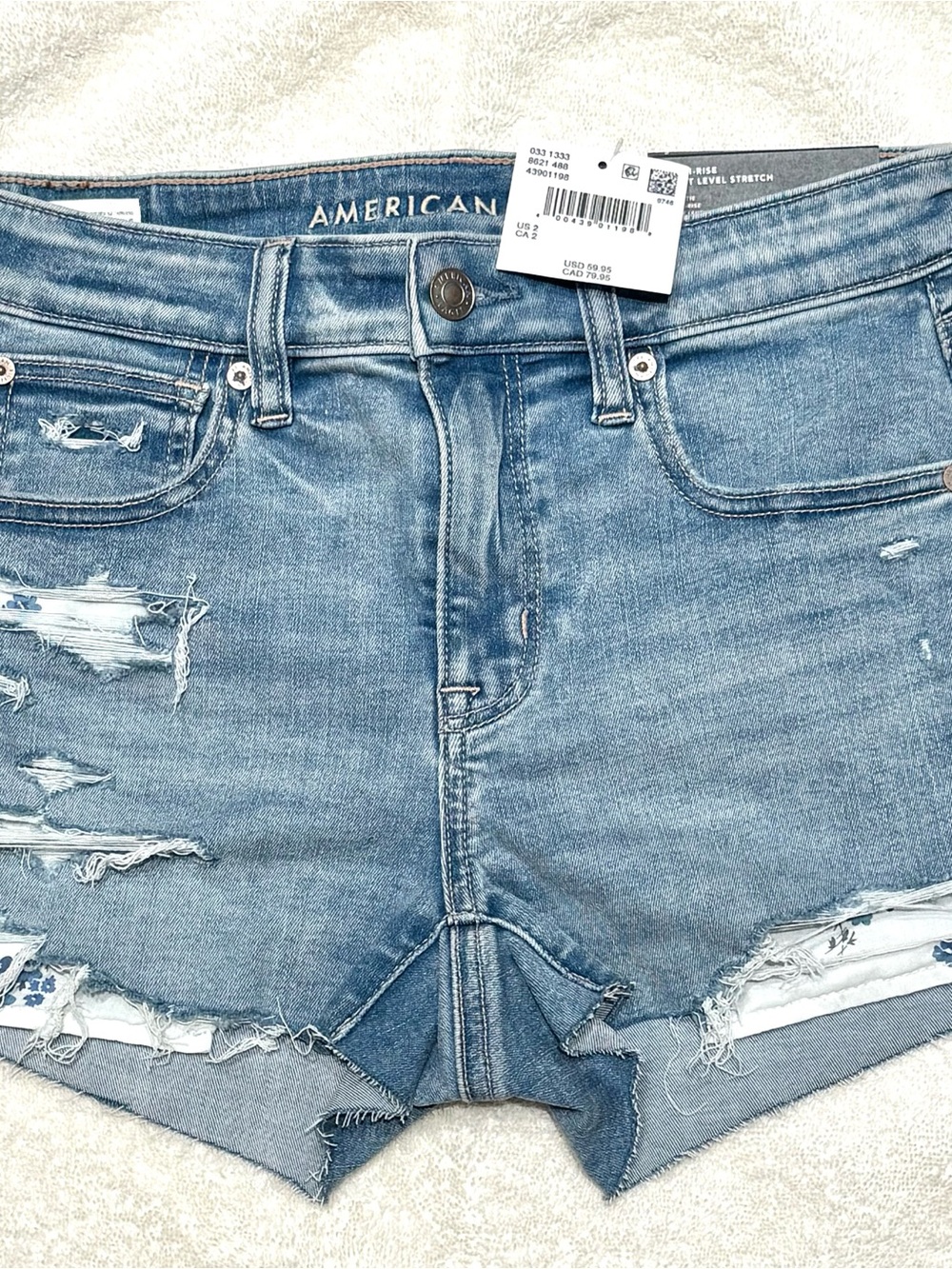 American Eagle Outfitters Light Blue Distressed Denim Cutoff Shorts